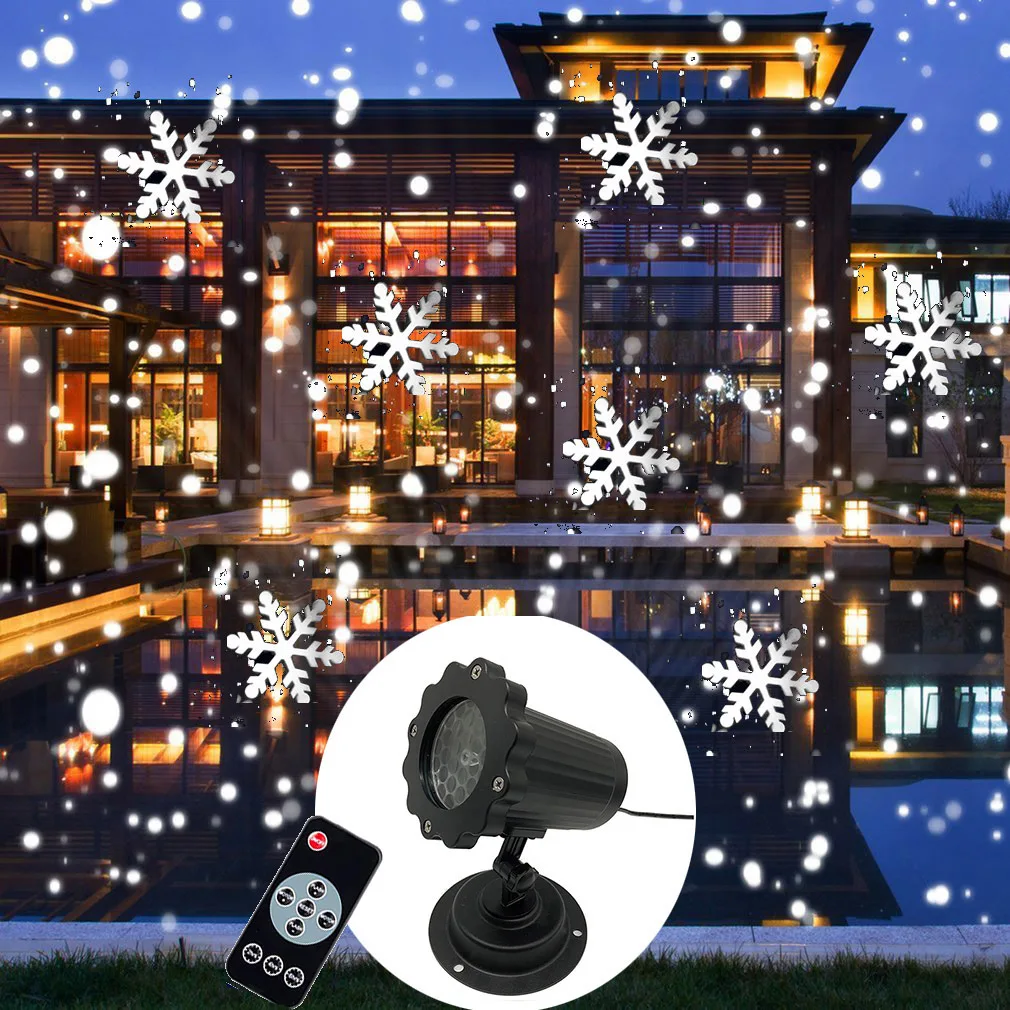 Mini Snowfall Projector Moving Snow Outdoor Garden Laser Projector Lamp Christmas Snowflake Laser Light For Xmas Party