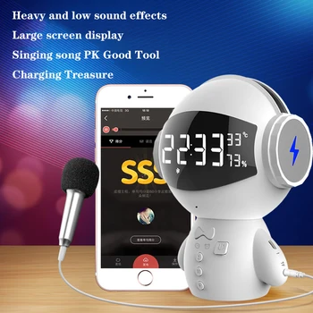 

Clock Bluetooth Speaker Robot Second Generation 2 Multifunction Charging K Song Alarm Mini Microphone Bluetooth Speaker m100