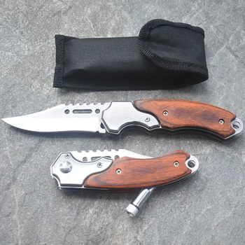 

7.8'' Knives 7Cr17Mov Blade Quick Open Knives Pocket Tactical Folding Blade Knife Survival Hunting Camping Knife With LED Light