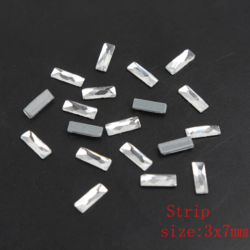 Strip 3x7mm Shinny 144 шт кристально чистый камень мульти-формы класса ААА высокого качества горячей фиксации/клей на горный хрусталь для 3D художественное оформление ногтей - Цвет: Strip 3x7mm
