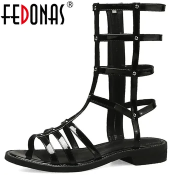 

FEDONAS Elegant Side Zipper Lace Up Women Sandals Concise Square Toe Thick Heels Pumps 2020 Summer Newest Party Prom Shoes Woman