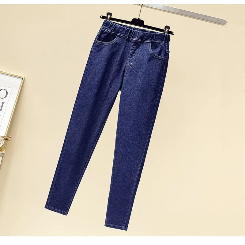 Women's Jeans 2023 Retro Light blue Stretch Denim Pants Female High Waisted Skinny Ladies Jeans Elastic Waist Trousers S-6XL 3