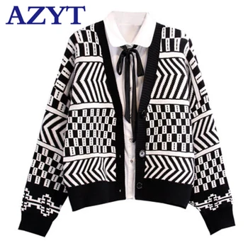 

AZYT Korean Loose Knit Short Female Cardigan Jacket 2020 Autumn Fashion Women's Sweater Knit Cardigan Jacket For Women