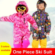 Детский лыжный костюм; детская брендовая Водонепроницаемая теплая цельная зимняя куртка и штаны; зимняя одежда для катания на лыжах и сноуборде