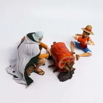 

Boxed 2pcs/lot 9cm One Piece Luffy Eating Meat Figure and Silvers Rayleigh Anime Figure Toys Action Figure Toys