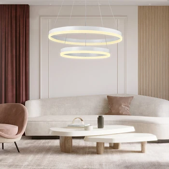 

LED Pendant Lights Post-modern Simple Creative Personality Atmospheric Round Chandelier Living Room Dining Bedroom Bar Lamps