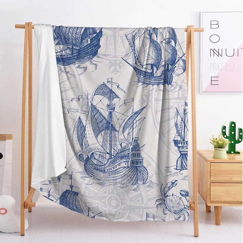 

new white Sea sailboat export Custom blankets Large and small size throw blanket tapestry sleeping blanket soft flannel bedding