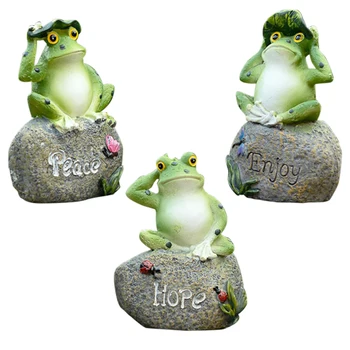 

3 Pcs Garden Decoration Statue Frog Set Outdoor Terrace Ornament Garden Courtyard Decoration Artist Home Pot Decoration