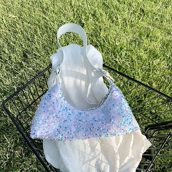 

2020 Sac Femme Sequined Baguette Bags for Women Zipper Shoulder Bag Female Luxury Handbags Women Designer Bag Bolos Para Mujer