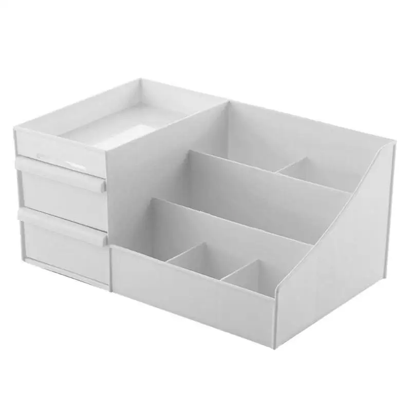 Косметический ящик для хранения, органайзер для ящика с косметикой, большая емкость, ювелирный контейнер для лака для ногтей, Настольный ящик для хранения мелочей - Цвет: White