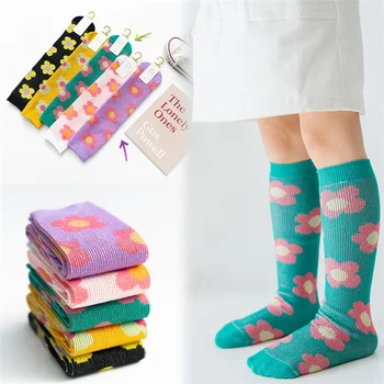 

3pairs/lot girls socks 2020 flower cotton socks todder girls long socks baby knee high socks children designer cute socks