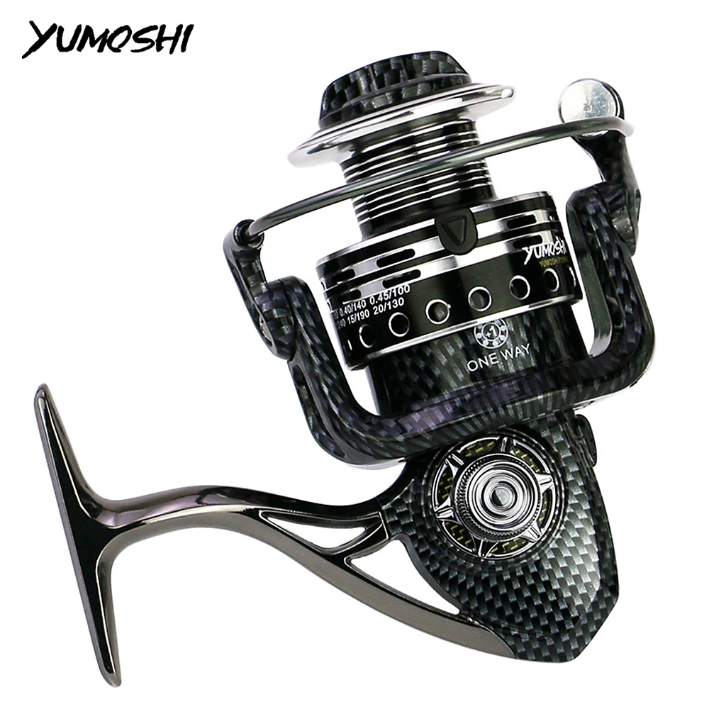 

YUMOSHI 5.5:1 12+1BB Fishing Reel All Metal Spool Spinning Reel Stainless Steel Handle Line Spool Saltwater Fishing Accessories