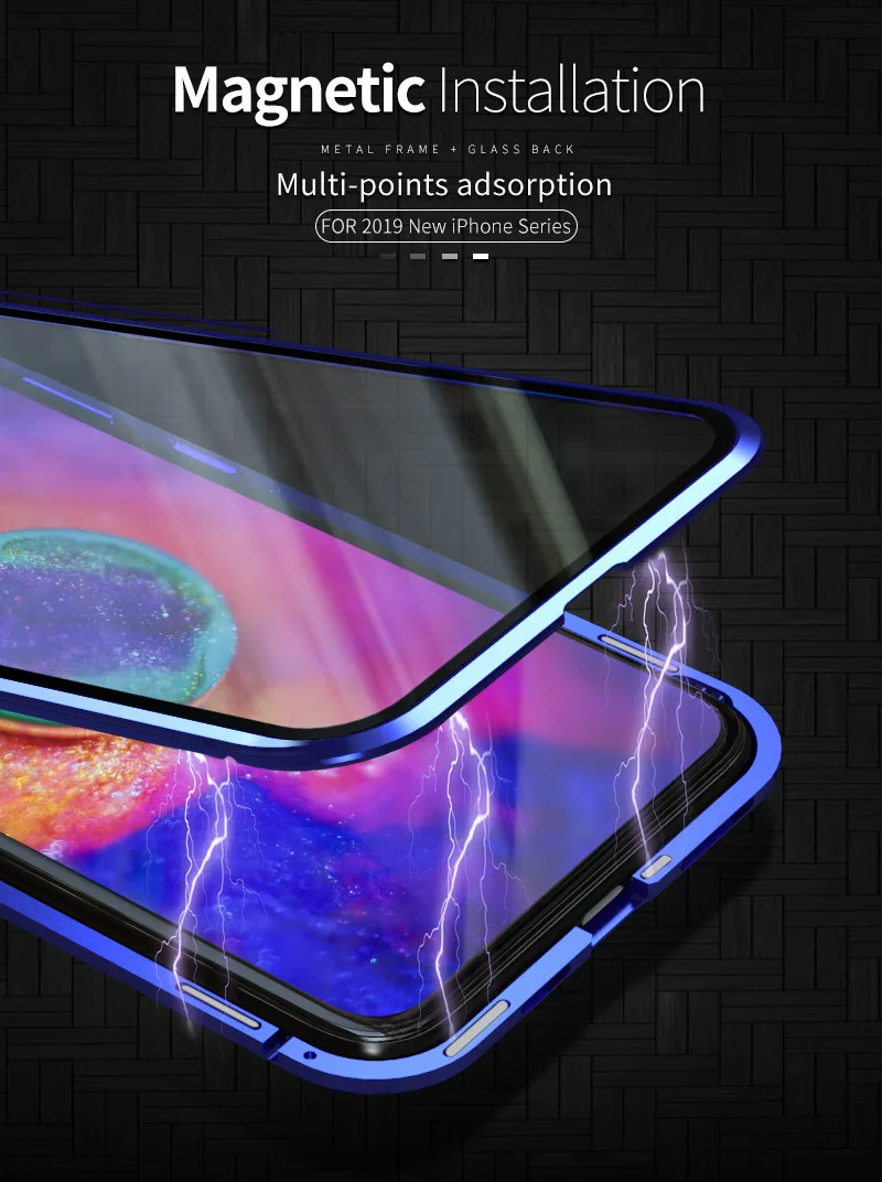 Магнитный чехол для Iphone 11 Pro X XS Max XR 8 7 Plus Coque 360 двухсторонний чехол из закаленного стекла металлический чехол для телефона чехол на магните s