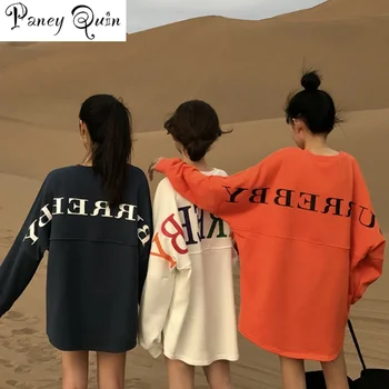 

Streetwear women long hoodie Character Print Women Sweatshirt O Neck Long Sleeve Pullover Knitted Oversized Hoodie Sweatshirts