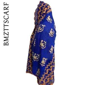 

New African Women Chiffon Scarf,big embroidery chiffon muslim scarf for shawls wraps BM385
