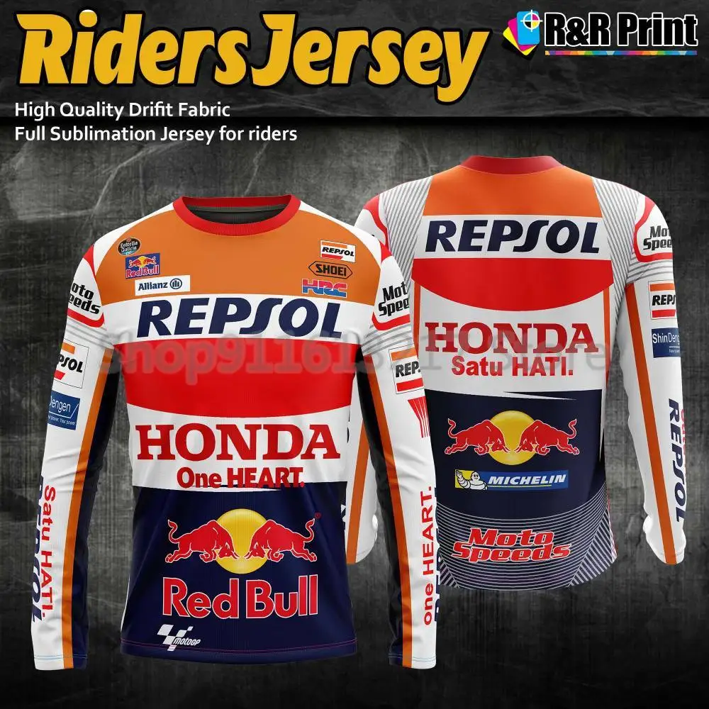 Полностью сублимационная футболка Repsol Honda MotoGP с длинным рукавом для водителей |