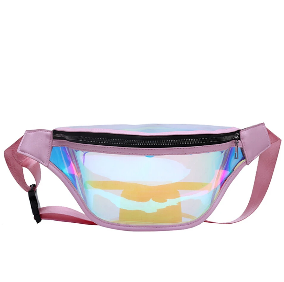 Местный запас модный пояс бум сумка водонепроницаемый прозрачный панк голографическая поясная сумка Лазерная поясная сумка для женщин - Цвет: Розовый