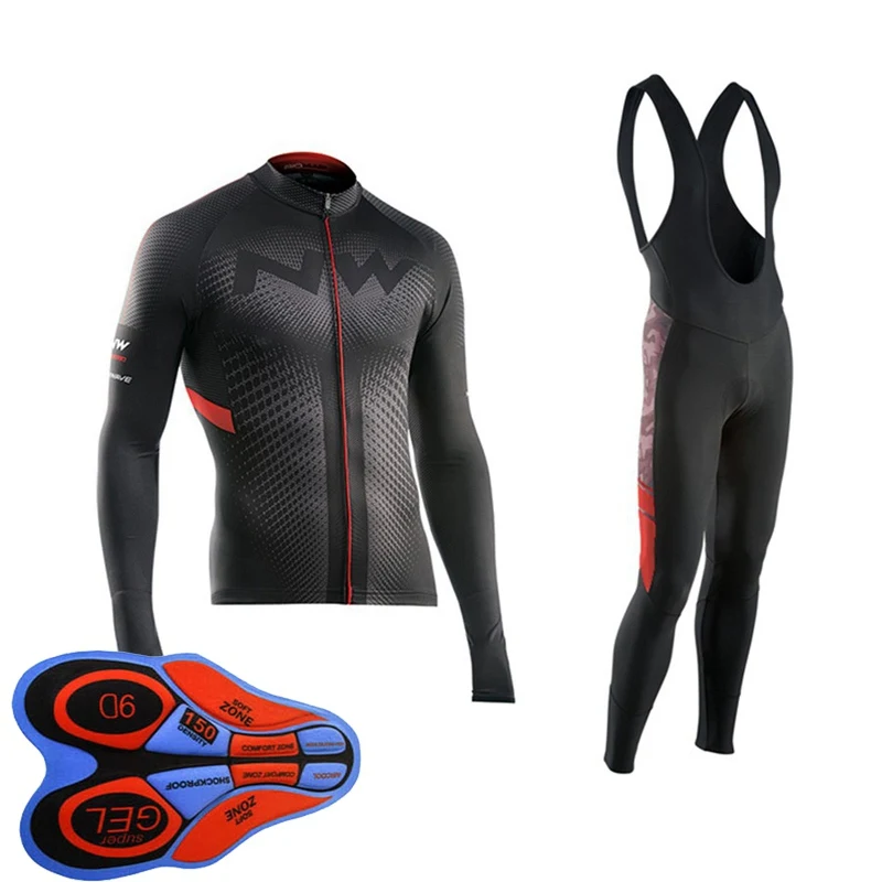 Northwave Breathable Cycling Clothes Set men Long Sleeve Summer Jersey men suit outdoor sportful bike MTB clothing paded S44 - Цвет: Q4