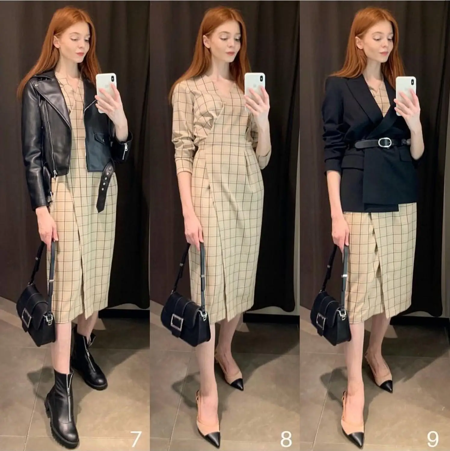 Cena Damski dekolt w kratę z rozcięciem obcisły fason przylegająca elegancka ubrania w stylu streetwear Sexy Holiday jesień nowy top sprzedaż moda zakrywające sukienki