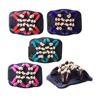 

BZ924 Imitation Wood Double Row Hair Changing Hair Comb Lady's Simple Magic Wood Bead Hair Styling Comb