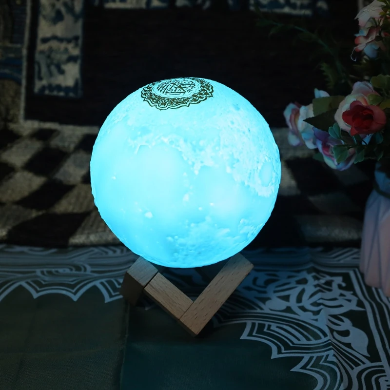 Quran Bluetooth-compatible Speaker Moon Lamp with Support Shelf APP Control Night Light with Quran Recitation night light for bedroom