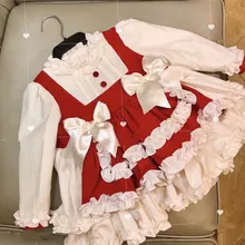 3 предмета, эксклюзивное осенне-зимнее винтажное испанское платье принцессы для девочек, платье с помпоном для маленьких девочек, рождественское праздничное платье на день рождения