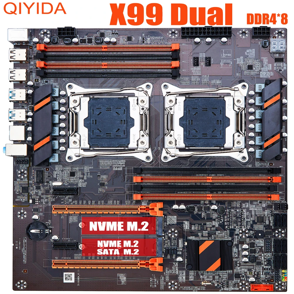 X99 dual CPU motherboard LGA 2011 v3 v4 EATX USB3.0 SATA3 with dual