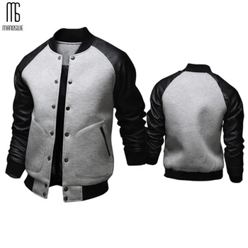 

Manoswe Men's Stitching Pocket Slim Baseball Jacket 2020 Autumn Fashion Sport Loose Long Sleeves Male Coat Bomber Jacket Hombre