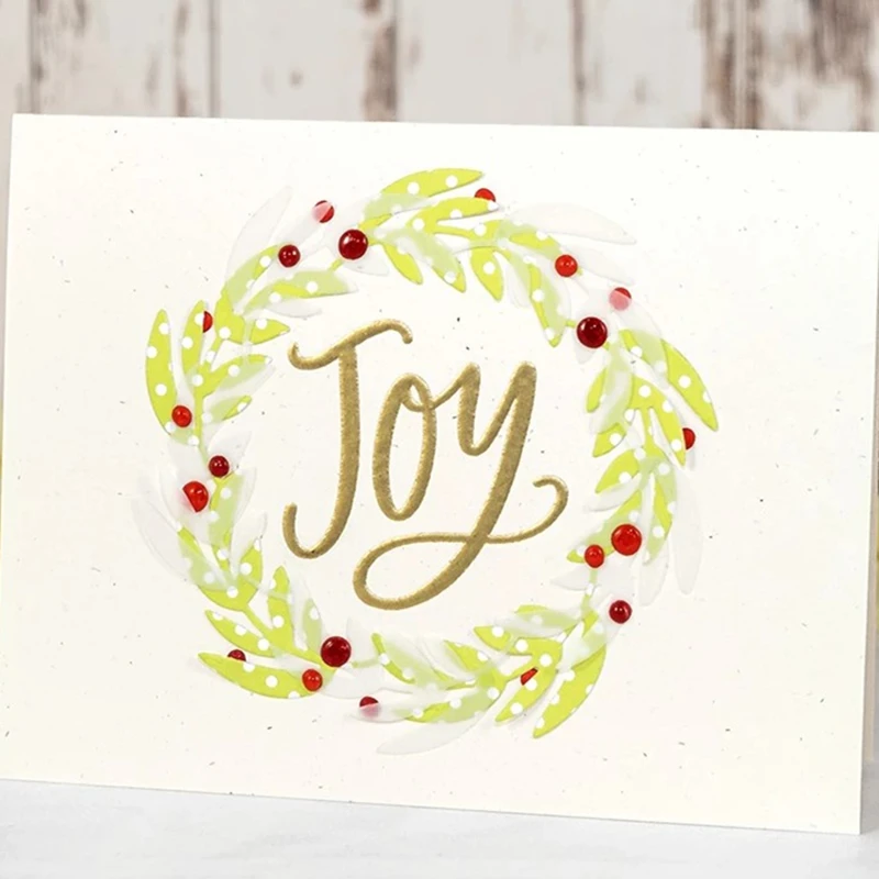 

2019 DIY New Arrival Metal Cutting Die and In Scrapbooking For Paper Making Christmas Joy Wreath Embossing Frame Card No Stamp