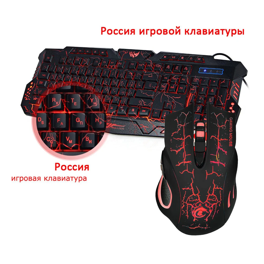 

Professional Gaming Mouse Keyboard Combos Multi-Color LED Backlight Ergonomic Computers USB Wired Gaming Keyboard