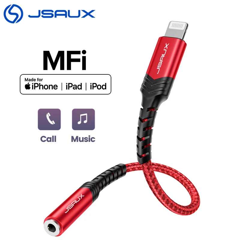 Адаптер Jsaux для iphone MFi Lightning на 3 5 мм адаптер наушников iPhone 11 Pro 8 7 Aux кабель телефона