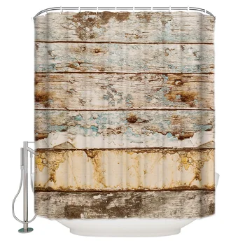 

Vintage Wood With Brown Texture Shower Curtain Decor with Hooks Waterproof