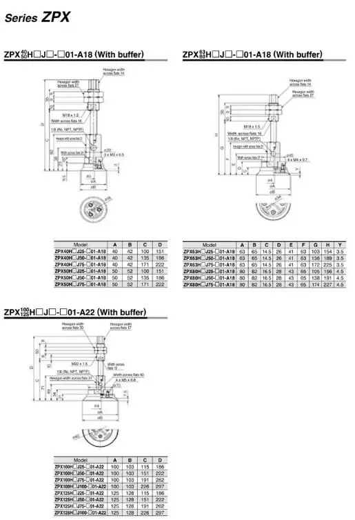 ZPX100HBN-B01-B10 SMC вакуум Pad большой/сверхмощный тип боковой вакуум вход без буфера серии ZPX пневматическая присоска