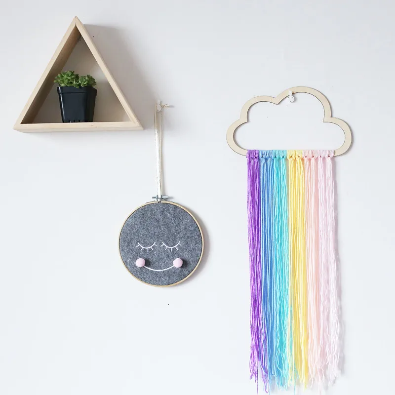 INS скандинавский стиль деревянные полые облака кисточка подвесные украшения
