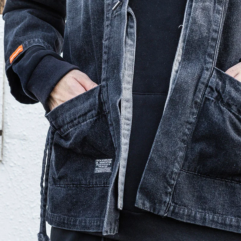 Японский кимоно куртка градиент цвета хип хоп Мужская джинсовая куртка уличная Harajuku японский стиль кардиган куртка джинсовая винтажная
