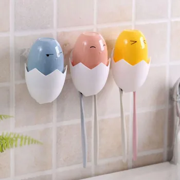 

Creative Cartoon Cute Chick Toothbrush Holder Family Toothbrush Organizer Wall Suction Cup Bathroom Set Accessories