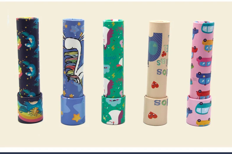 New Style Children'S Educational Toy Wholesale Plastic Rotating Christmas Kaleidoscope Cartoon Paper Polygon Prism Temple Fair S
