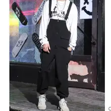 Уличная мода Рабочие комбинезоны брюки мужские новые мужские хип хоп свободные прямые нагрудники подтяжки брюки