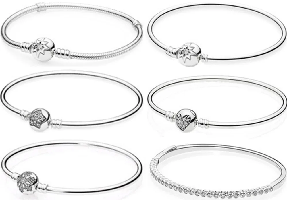 

Kaliyah 100% 925 Sterling Silver Bracelet Basic Star Zircon Bracelet Pink Heart Diy Present Accounts Of Snowflake