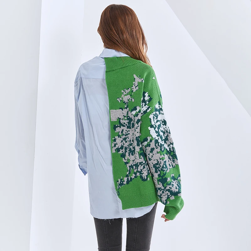 TWOTWINSTYLE Print Shirt For Women Lapel Collar