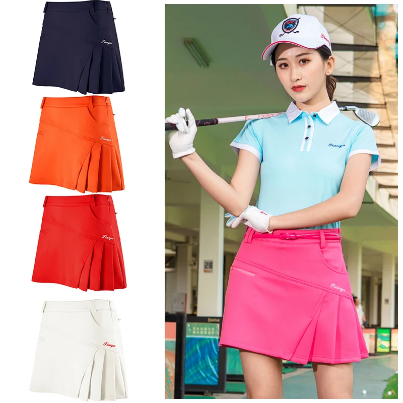 Outdoor Feminino Golf Clothing Woman Golf Skirt Summer Skorts Anti Emptied Shorts Pleated Wrinkle For Girl with Safety Shorts