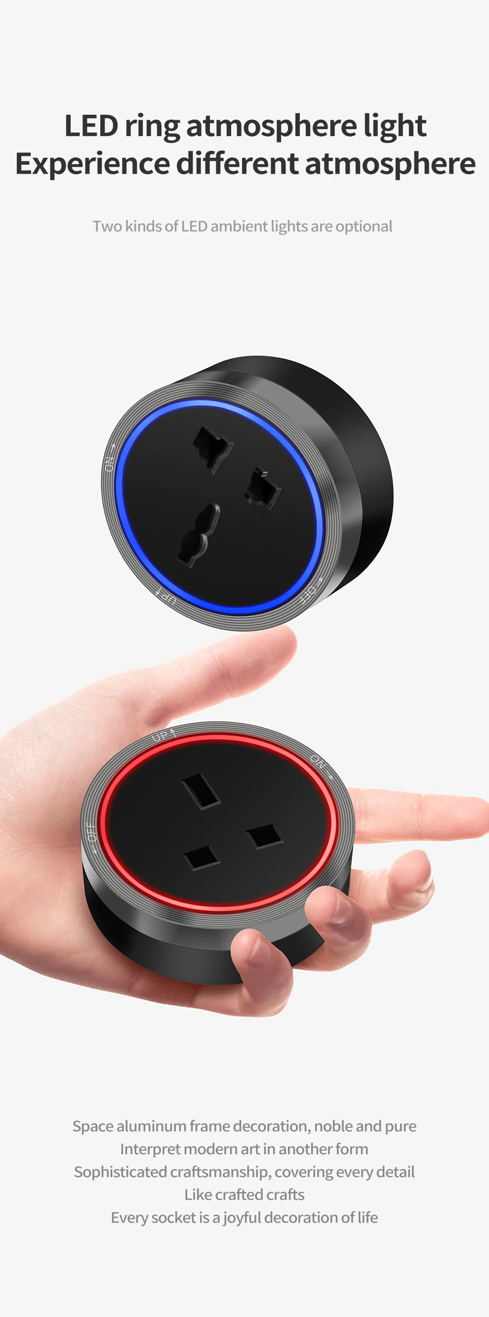 eua, frança universais, adaptadores, luz led, entradas de liga de alumínio