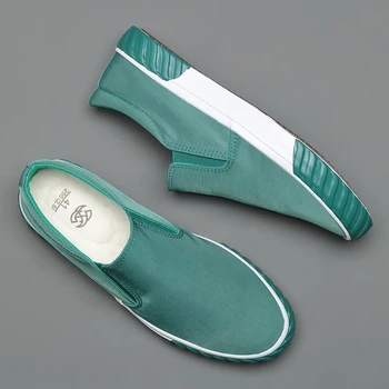 

Spring/Autumn Vulcanized Canvas Shoes Men Sneakers 2020 BreathableNew Men's Casual Cloth Loafer Shoes Green Grey Khaki M20232