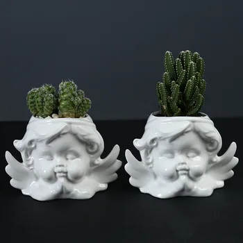 

Creative Character Angel Succulent Flower Pot Office Table Flower Pot Ceramic With Tray