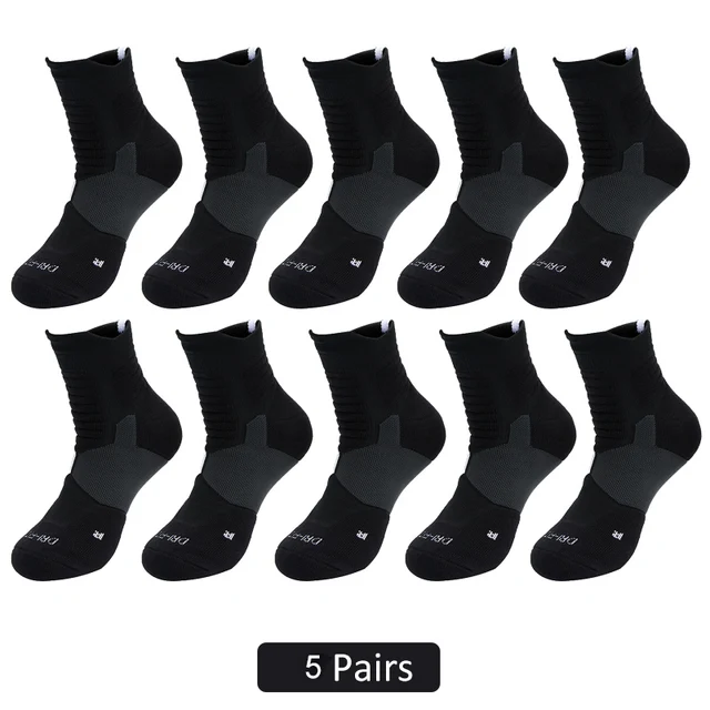5Pairs Men's socks Breathable Socks women's Compression socks Basketball Socks Football Trekking Running Sport Socks Wintersocks Black-5pairs