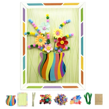 

1 Set Creative DIY Plush Ball Stickers Toy Flower Arrangement Kids Educational Toys Crafts For Children Gifts Puzzle Toys Sets