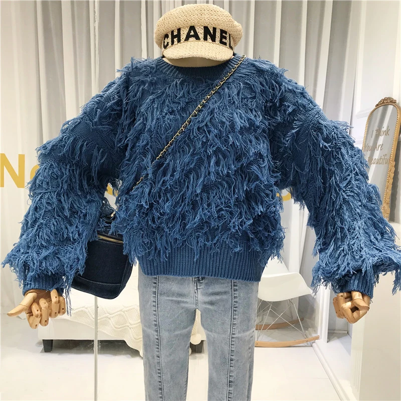 

Tassel Women Sweater and Pullovers 2019 Autumn Winter High Street Fashion Knitted Sweater for Women Blusas De Inverno Feminina