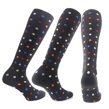 Brotock, новинка, цветные, в горошек, длинные, нейлоновые чулки, для мужчин и женщин, для фитнеса, бега, леггинсы, Спортивные Компрессионные носки