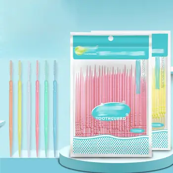 

100PCS/Bag Kapmore Plastic Toothpick Disposable Double Head Interdental Brush Tooth Cleaning Tool Health Teeth Floss Pick
