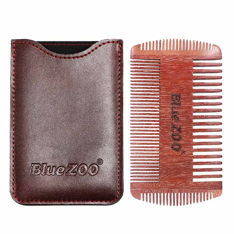 

Blue ZOO Wooden Comb Sandalwood Natural Red Sandalwood Wide Fine Teeth Beard Bearded Man Grooming Fashion Anti Static Comb Bag
